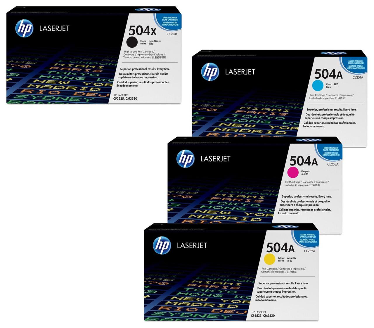 4260413986940 - HP Original 504A Toner 4er Set schwarz XL cyan magenta gelb