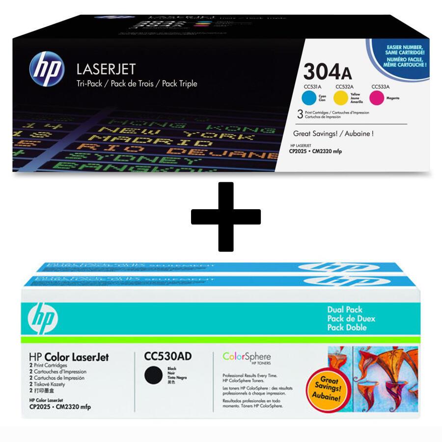 4260413987091 - HP Original 304A Toner 5er Set - schwarz (2) cyan magenta gelb