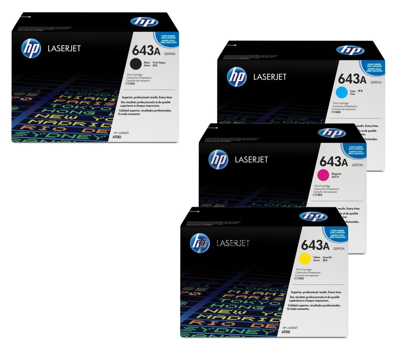 4260413987190 - HP Original 643A Toner 4er Set schwarz cyan magenta gelb