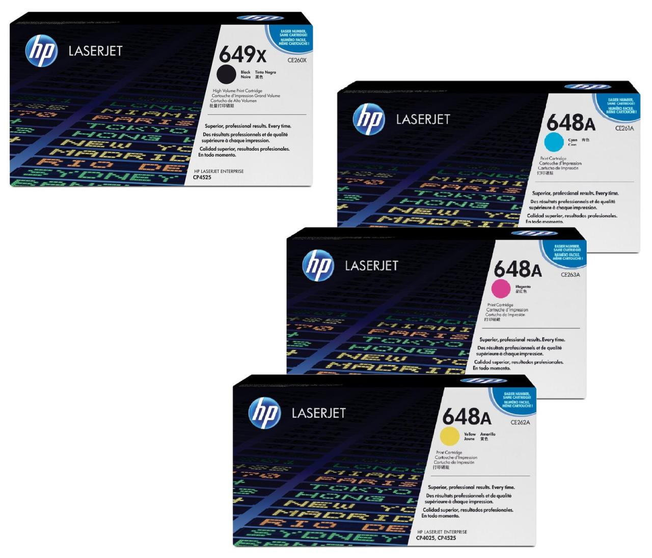 4260413987480 - HP Original 649X  648A Toner 4er Set schwarz hohe Kapazität cyan magenta gelb