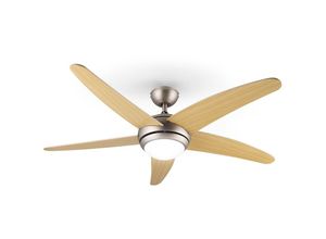 4260414890307 - Bolero 2-in-1-Deckenventilator 134cm Leuchte 55W Luftdurchsatz 10212 m³ h max Ahornflügel Fernbedienung - Ahorn - Klarstein