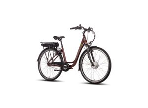 4260416583641 - SAXONETTE City Plus E-Citybike Classic 7 Gang Nabenschaltung Rücktrittbremse Federgabel ruby red glänzend