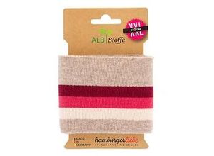 4260422632647 - Albstoffe Bio-Strickbündchen Cuff Me College taupe rot 14 m