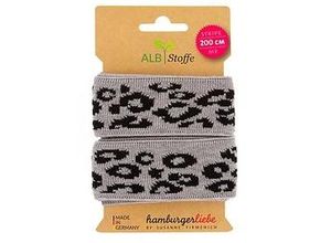 4260422636041 - Albstoffe Bio-Band Leopard grau schwarz 2 m