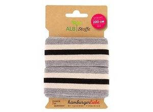 4260422636928 - Albstoffe Bio-Band Stripe Me Glam grau ecru schwarz 2 m