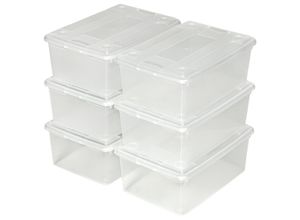4260435991861 - Tectake - Aufbewahrungsboxen 6er Set - Aufbewahrungskisten Plastikkisten Kunststoffboxen mit Deckel - transparent 4260435991861 - Tectake - Aufbewahrungsboxen 6er Set - Aufbewahrungskisten Plastikkisten Kunststoffboxen mit Deckel - transparent