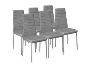 4260435995135 - tectake® 6er Set Esszimmerstuhl gepolstert mit Kunstlederbezug schlanke Stahlbeine 41 x 45 x 985 cm