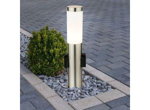 4260436770977 - Etc-shop - 7 Watt led Edelstahl Stand Leuchte Garten IP44 2x Steckdosen Stromverteilung