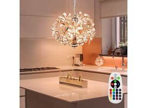 4260436774036 - Etc-shop - Pendelleuchte Hängeleuchte Blätterleuchte Deckenpendel Blumen Design Acryl Chrom dimmbar Fernbedienung 1x rgb led 85W 806Lm warmweiß