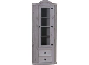 4260436838981 - Eckschrank New Mexico Kiefer massiv grau Mexiko Wohnzimmer Vitrine Schrank