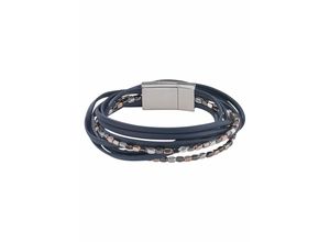 4260442317722 - Wickelarmband FIRETTI mehrreihig mit Elementen aus Metall Armbänder Gr Materialmix-Polyurethan rosegold (blau roségoldfarben metallfarben gunfarben) Damen