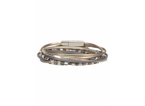 4260442318408 - Wickelarmband FIRETTI mehrreihig mit Elementen aus Metall Armbänder Gr Materialmix-Polyurethan rosegold (goldfarben grau roségoldfarben metallfarben gunfarben) Damen