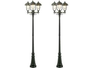 4260449580921 - - 2er-Set grüne Gartenlaterne parma aus Aluminium E27 IP43 h 218cm