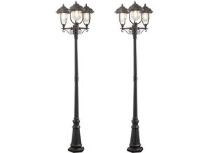 4260449580938 - - 2er-Set schwarze Gartenlaterne parma aus Aluminium E27 IP43 h 218 cm