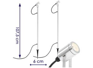 4260449582161 - - 2er-LED-Erdspießstrahler Gartenstrahler monza 107cm Aluminium schwenkbar 3W