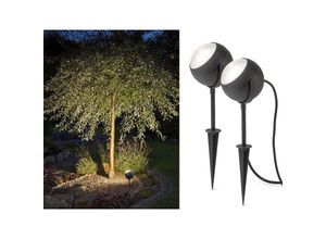 4260449582215 - - 2er-Set LED-Erdspießstrahler Gartenstrahler lecce 40cm Alu schwenkbar 4W IP44