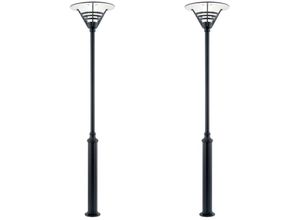 4260449585773 - - 2er Set Mastleuchte   Gartenlaterne gemini Höhe 220cm Alu schwarz   Opalglas