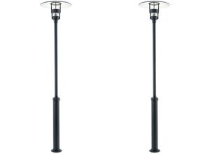 4260449585803 - - 2er Set Mastleuchte   Gartenlaterne freja Höhe 232 cm Alu schwarz   Glas klar