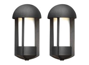 4260449585827 - - 2er Set Außenwandleuchte   Wandlampe tyr Alu schwarz lackiert Acrylglas opal