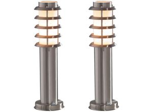 4260449586534 - - 2er Set Energiespar Sockelleuchte trento Wegeleuchte Edelstahl   Acryl