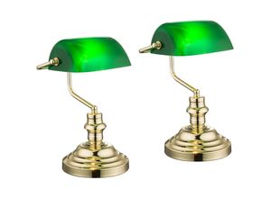 4260449586930 - - 2er Set Retro Vintage Tischlampe antique Bankerlamp Messing Acrylschirm grün 4260449586930 - - 2er Set Retro Vintage Tischlampe antique Bankerlamp Messing Acrylschirm grün