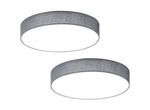 4260449588767 - Leuchten - 2er Set led Deckenleuchten ø 40cm mit Stoffschirm grau und Switch Dimmer