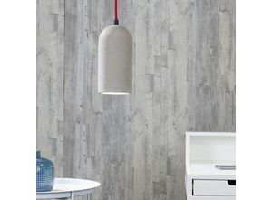 4260455131490 - Betonpendelleuchte Daniela mit rotem Kabel in Grau E27 max 25W - grey - Famlights