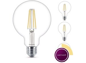 4260455132084 - Led Lampe ersetzt 60W E27 Globe G93 klar -Filament warmweiß 806 Lumen nicht dimmbar 4er Pack - transparent - Philips