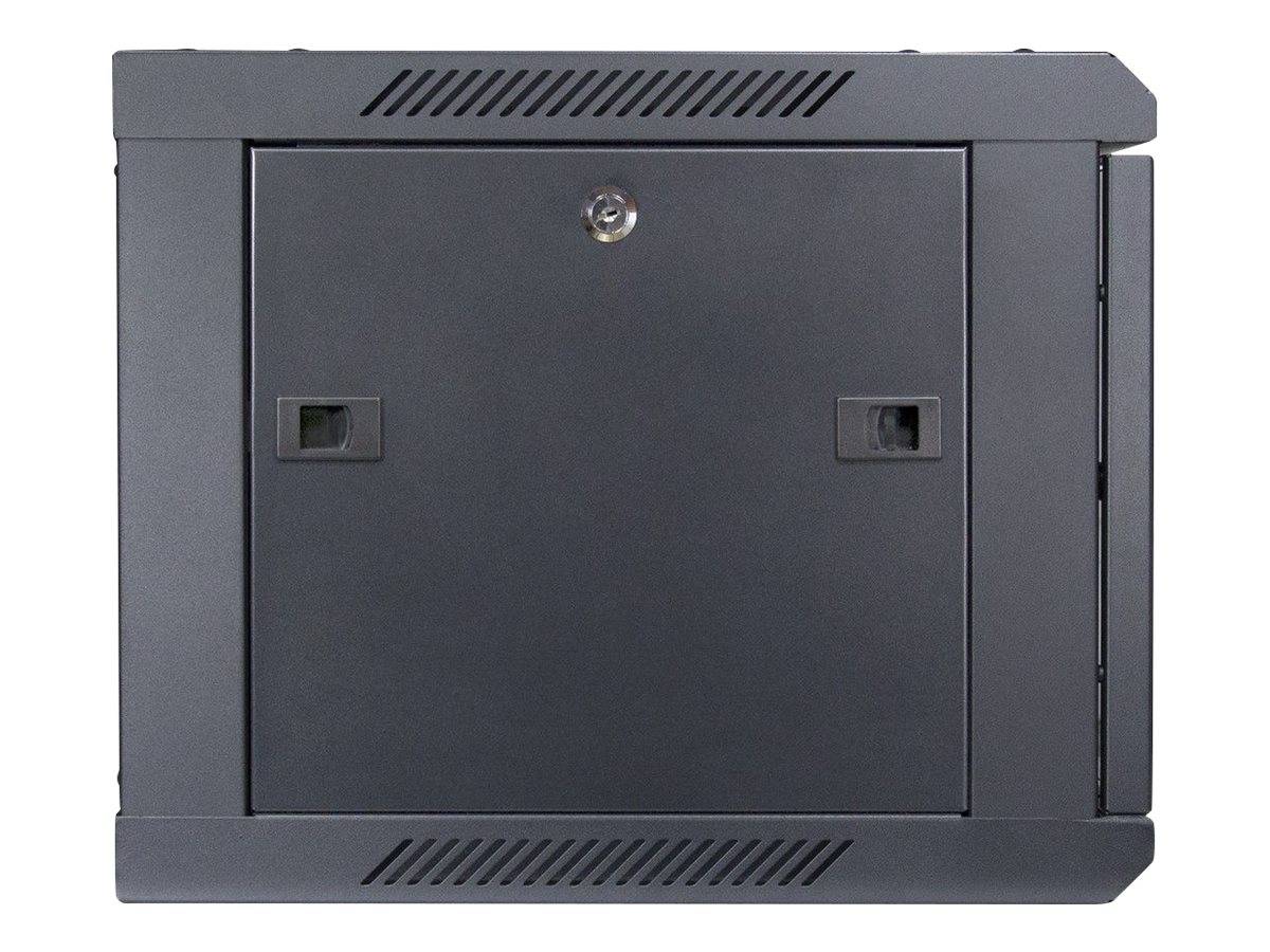 4260455644198 - SMA-6406 Wall Mounted Rack 6U 450mm Load up to 30Kg Glass Door Black RAL9005