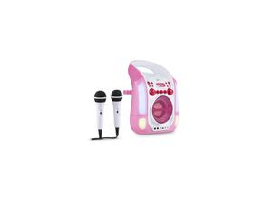 4260457488516 - Kara Illumina Karaokeanlage CD USB MP3 LED-Lichtshow 2x Mikrofon mobil pink