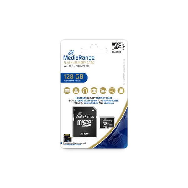 4260459613633 - Speicherkarte MR945 Micro-SDXC mit SD-Adapter Class 10 bis 80 MB s 128 GB 4260459613633 MediaRange