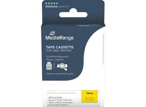 4260459618591 - Mediarange - Plastic tape cassette for label printers using Brother® TZ-641 TZe-641 permanent adhesive 18mm 8m laminated black on yellow