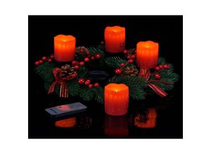 4260461472167 - Spetebo - Adventskranz mit 4 led Kerzen und Fernbedienung - 30 cm - Weihnachts Tisch Kranz mit künstlichen Kerzen