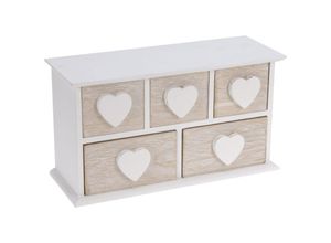 4260461472884 - Spetebo - Holz Schmuckkästchen klein - 5 Schubladen - Schmuck Schatulle Aufbewahrungsbox