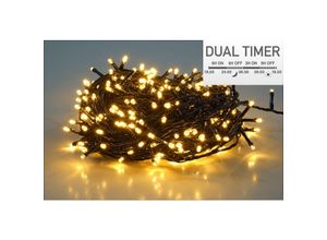 4260461475458 - Led Lichterkette 120 led warmweiß - Dual Timer - Innen Außen Batterie 8 Funktion