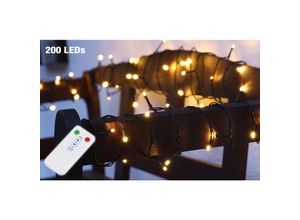 4260461475823 - Spetebo - Weihnachtsbaum Lichterkette 200 led - 20m - Fernbedienung 8 Funktionen - Innen Außen