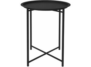 4260461478794 - Spetebo - Metall Beistelltisch klappbar 48 x 41 cm - schwarz - Couchtisch mit abnehmbaren Tablett - Sofatisch Dekotisch Blumentisch faltbar