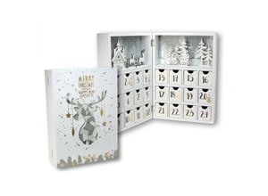 4260461479395 - Spetebo - Holz Adventskalender Buch mit 24 Boxen - 30 cm - Weihnachtskalender zum befüllen