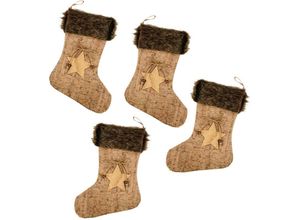 4260461479531 - Spetebo - Nikolaus Stiefel zum Hängen und Befüllen in Kork Optik - 4er Set - Weihnachts Socke Nikolaus Strumpf