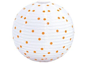 4260462313360 - Etc-shop - Design Pendel Leuchte Kugel gepunktet weiß orange Hänge Lampe Beleuchtung