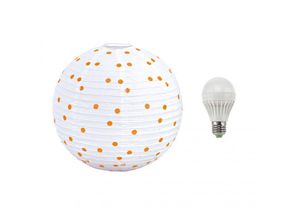 4260462313391 - Etc-shop - led 5 Watt Pendel Leuchte Kugel gepunktet weiß orange Hänge Lampe Beleuchtung