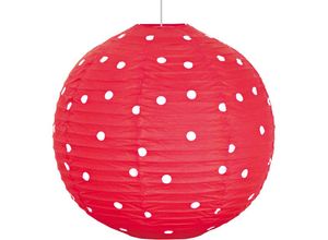 4260462313421 - Etc-shop - Design Decken Pendel Lampe rot weiß gepunktet Kinder Zimmer Beleuchtung Kugel Hänge Lampe