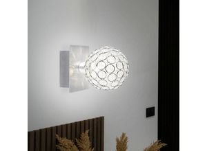 4260462314480 - Wandlampe LED Wandleuchte Kristalle klar Flurspot Wohnzimmerlampe Schlafzimmerleuchte Aluminium Acryl klar 35W 350lm warmweiß LxH 15 x 11 cm