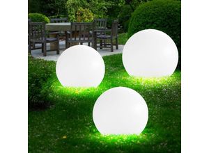 4260462316774 - Etc-shop - 3er Set led Solar Außen Leuchte Garten Deko Steck Lampen Kugeln weiß 15 und 25 cm