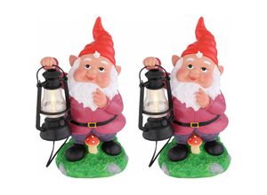 4260462318662 - Etc-shop - 2er Set led Solar Garten Leuchten Zwerg Außen Balkon Steh Lampe Figur bunt Akku