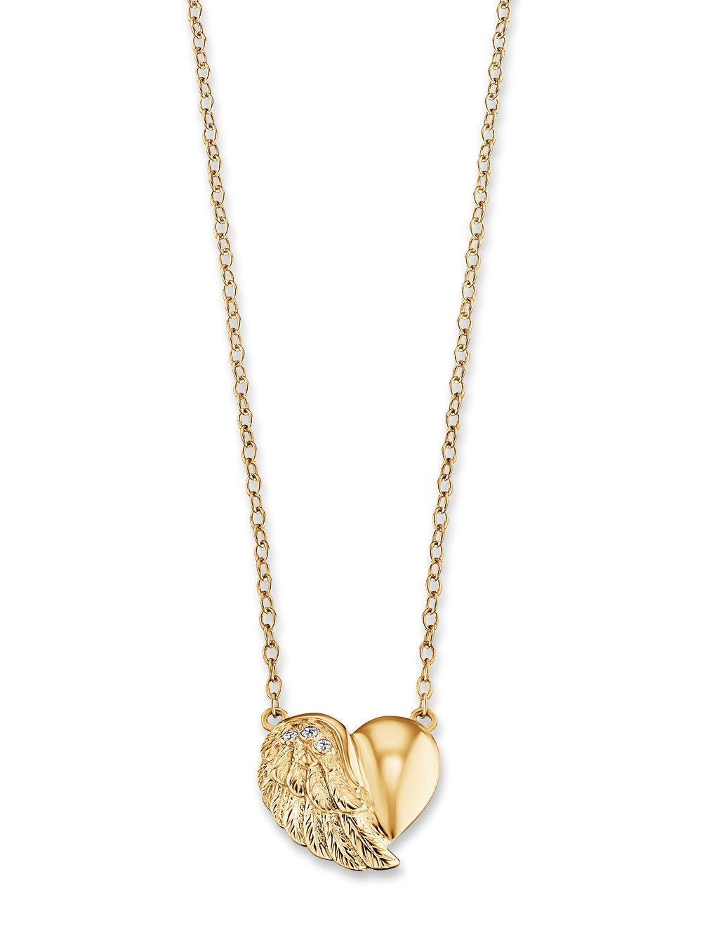 4260463194210 - Kette mit Anhänger ENGELSRUFER Little magic KETTE HERZFLÜGEL GOLD PLATED ERN-LILHEARTWING-G Halsketten Gr Silber 925 (Sterlingsilber) Länge 44 cm silberfarben (silber 925 goldfarben) Damen Ketten mit Anhänger Zirkonia (synth)