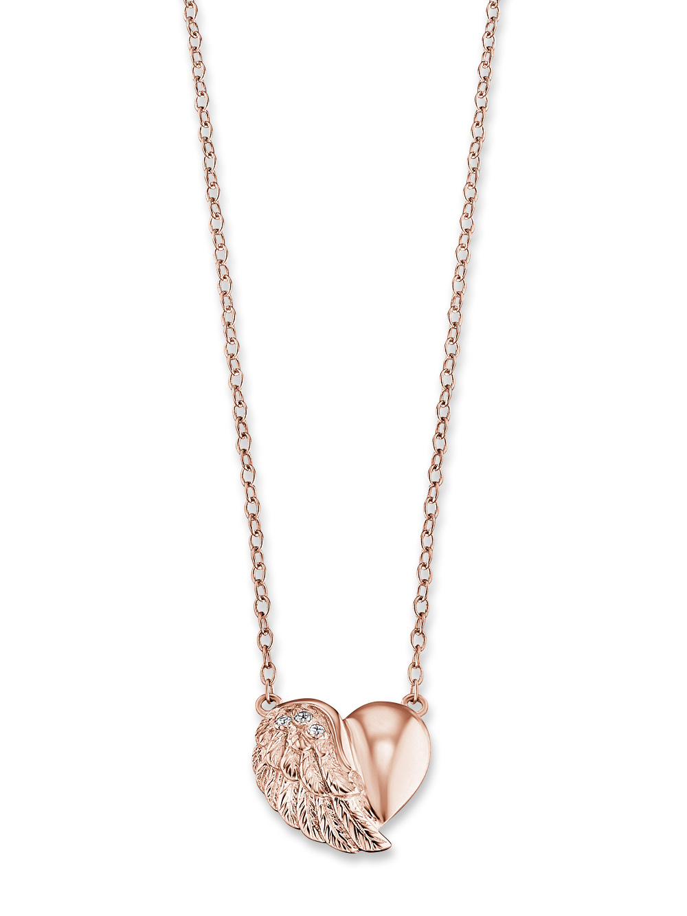 4260463194227 - Kette mit Anhänger ENGELSRUFER Little magic KETTE HERZFLÜGEL ROSÈ PLATED ERN-LILHEARTWING-R Halsketten Gr Silber 925 (Sterlingsilber) Länge 44 cm rosegold (silber 925 roségoldfarben) Damen Ketten mit Anhänger Zirkonia (synth)
