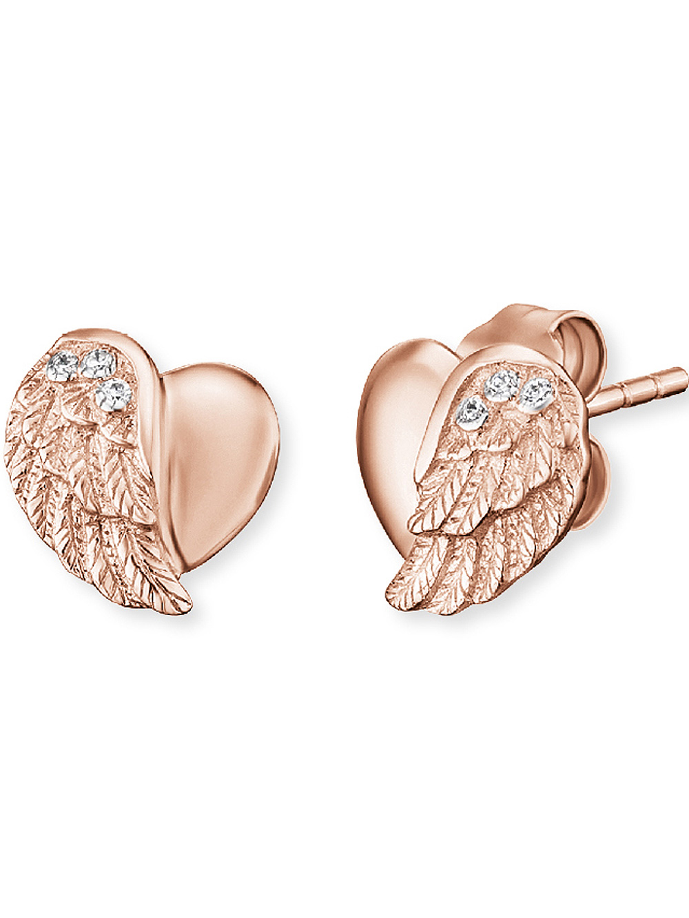 4260463194708 - Paar Ohrstecker ENGELSRUFER Little magic HERZFLÜGEL ERE-LILHEARTWING Ohrringe Gr Silber 925 (Sterlingsilber) rosegold (roségoldfarben kristallweiß) Damen Ohrstecker mit Zirkonia (synth)