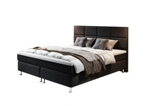 4260465773857 - IHG Boxspringbett Rotterdam Plus mit integriertem Topper 180x200 Webstoff Schwarz