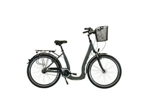 4260471753614 - HAWK City Comfort Deluxe mit Korb Grey  Damen 28Zoll - Leichtes Fahrrad mit 7-Gang Shimano Nabenschaltung & Nabendynamo